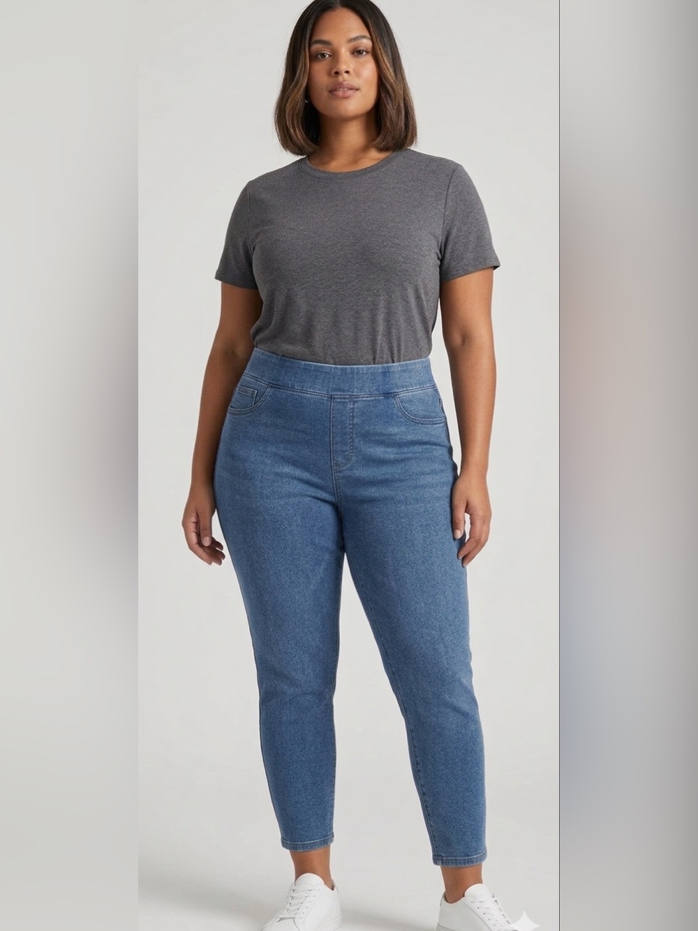 Halara Women's Plus Size Curvy Girl 2X Stretch Pull-On Denim Blue Jeans Casual